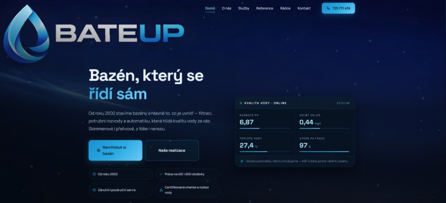 Web bazénové firmy Bateup