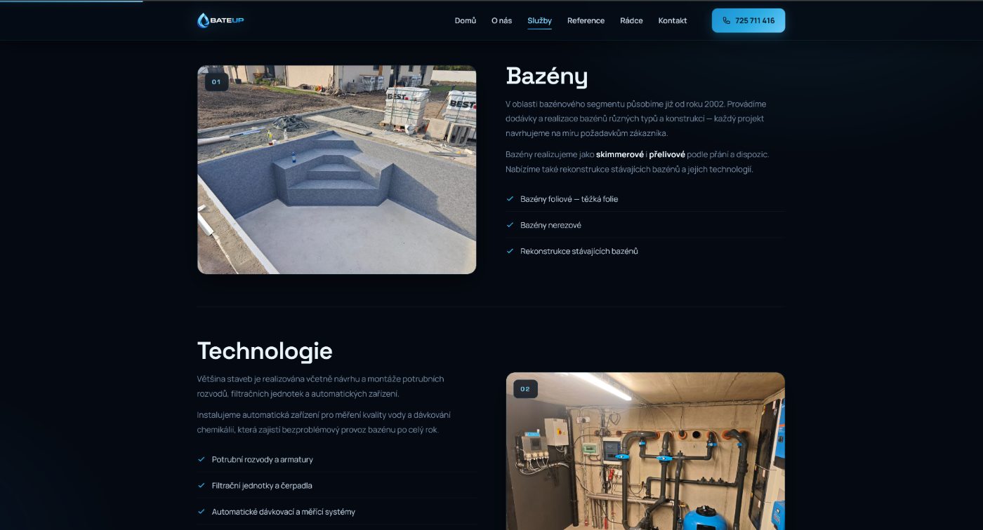 Nový web Bateup — náhled 2