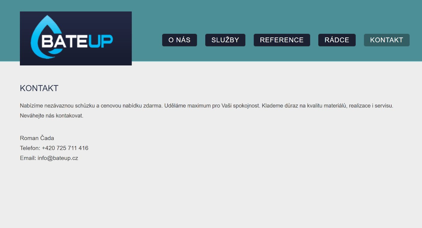 Původní web Bateup — náhled 4