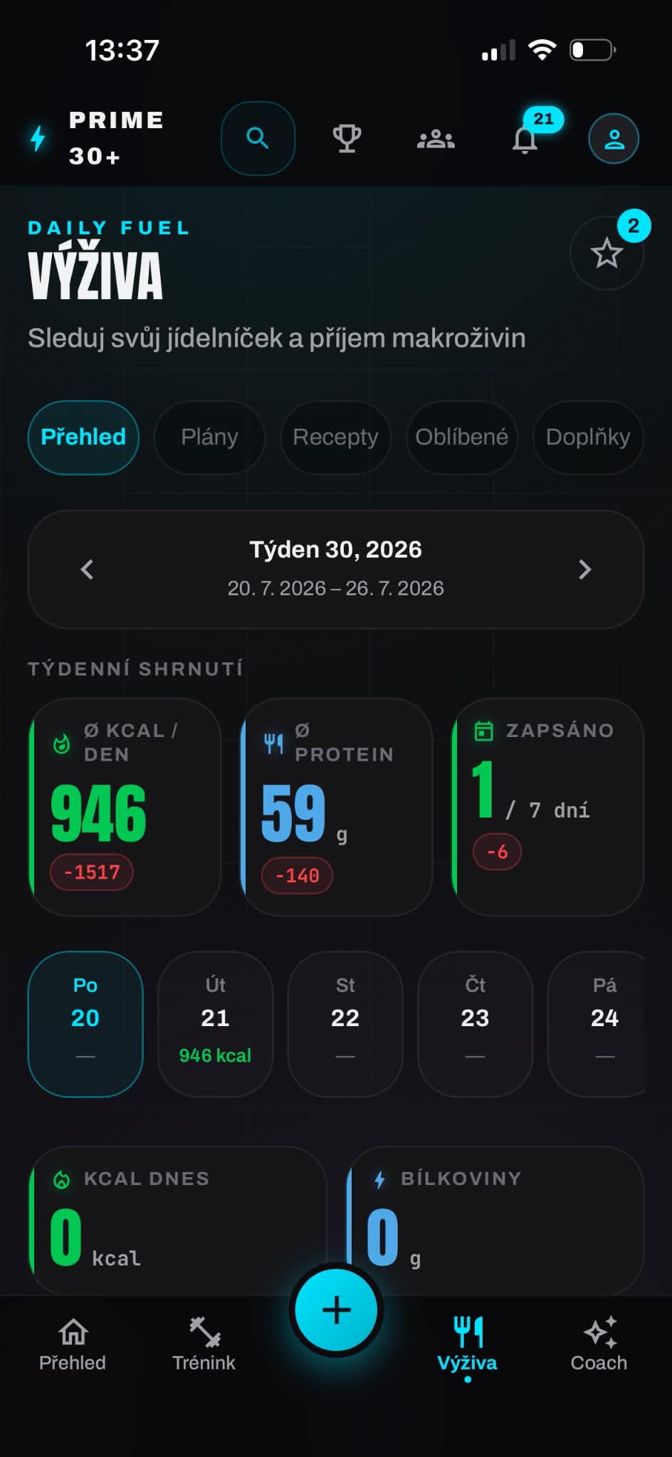Obrazovka aplikace PRIME 30+ 4