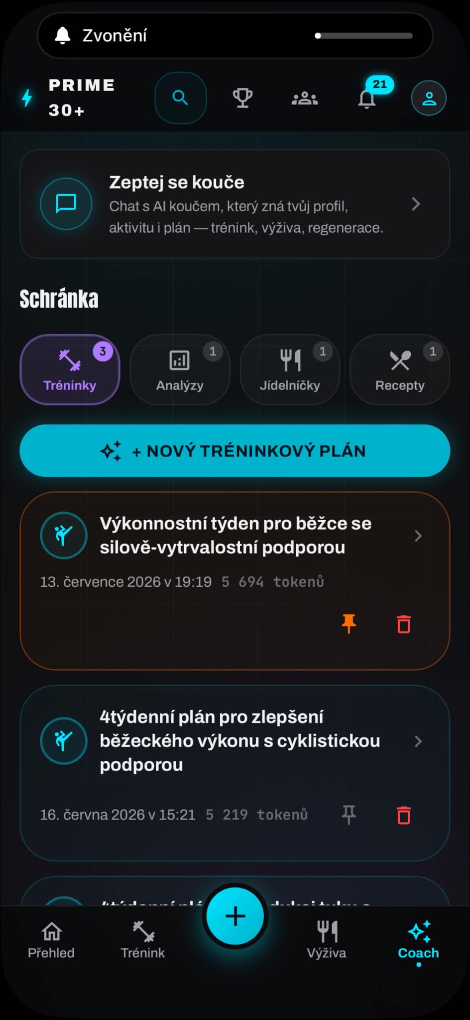 Obrazovka aplikace PRIME 30+ 5