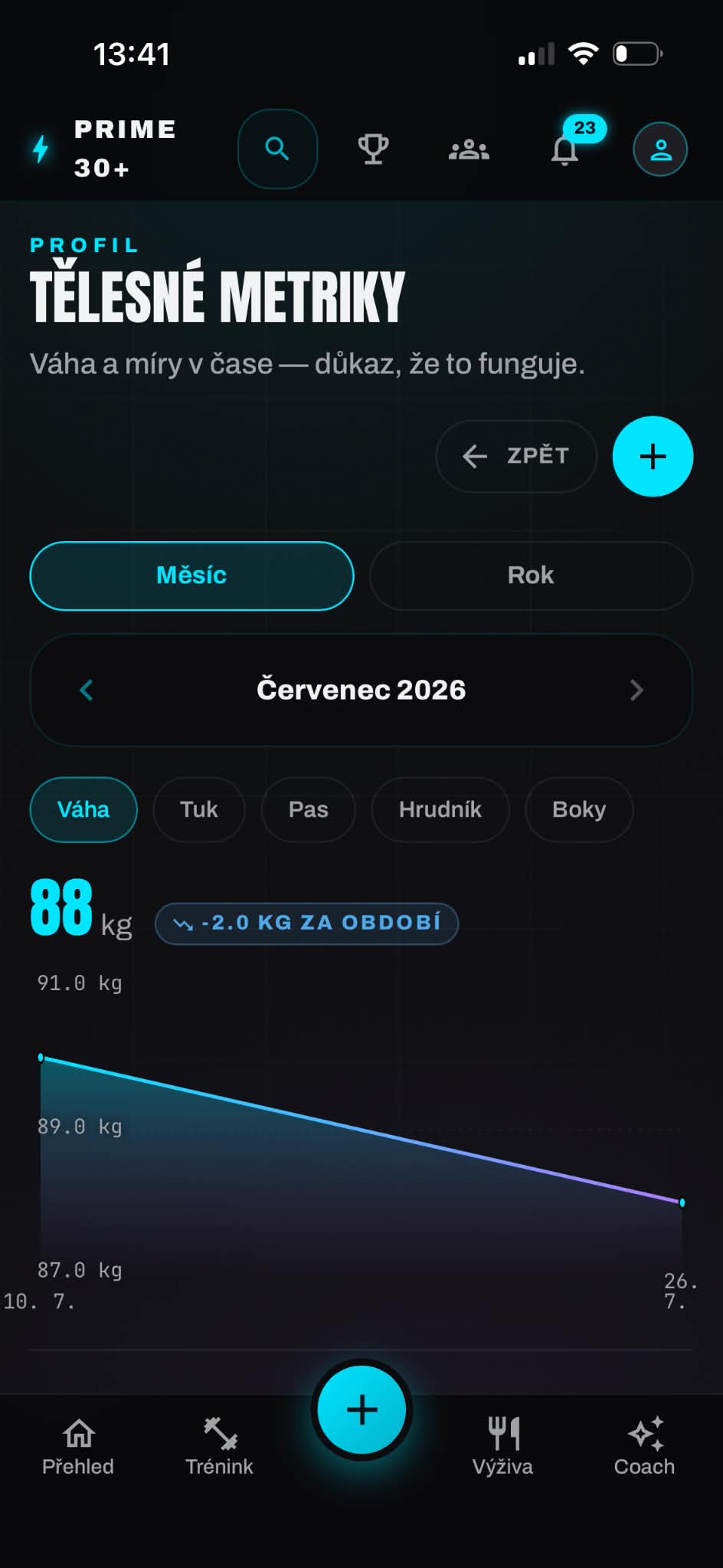 Obrazovka aplikace PRIME 30+ 7